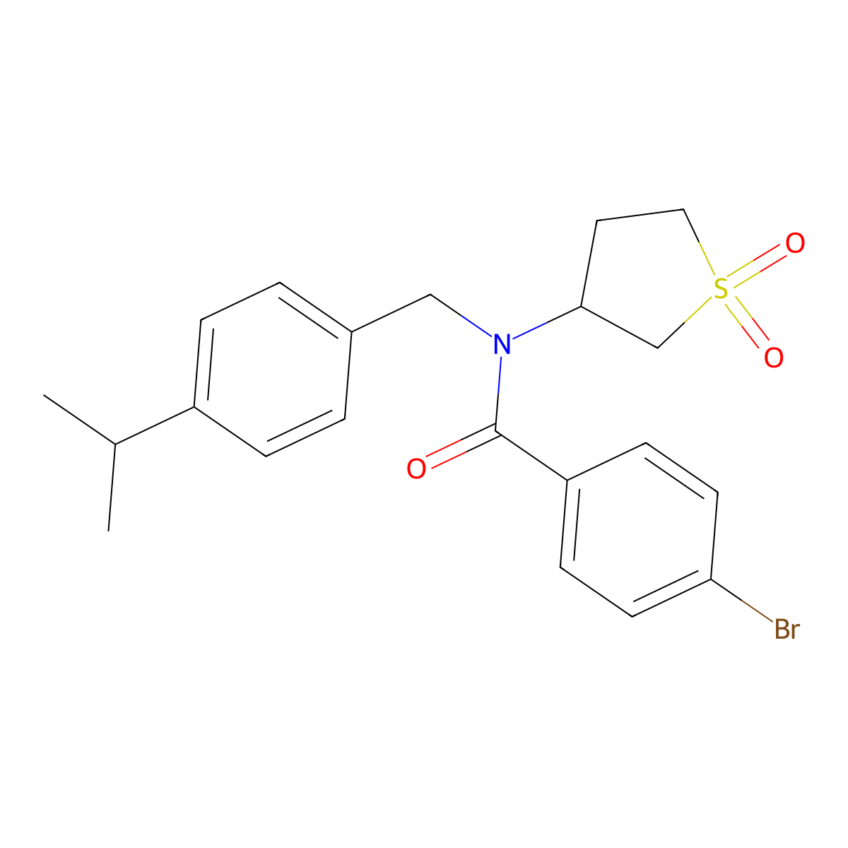 4-bromo-N-(1,1-dioxidotetrahydrothiophen-3-yl)-N-[4-(propan-2-yl)benzyl]benzamide molecular structure, CAS 577696-39-0