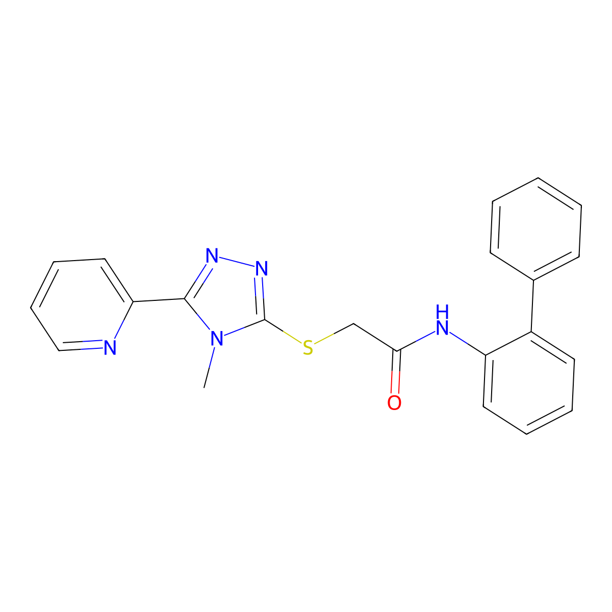 N-(biphenyl-2-yl)-2-{[4-methyl-5-(pyridin-2-yl)-4H-1,2,4-triazol-3-yl]sulfanyl}acetamide molecular structure, CAS 577696-44-7
