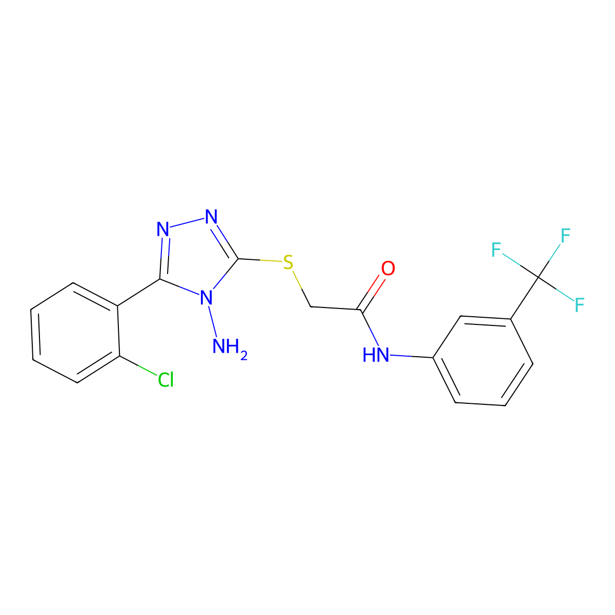 2-{[4-amino-5-(2-chlorophenyl)-4H-1,2,4-triazol-3-yl]sulfanyl}-N-[3-(trifluoromethyl)phenyl]acetamide molecular structure, CAS 577696-51-6