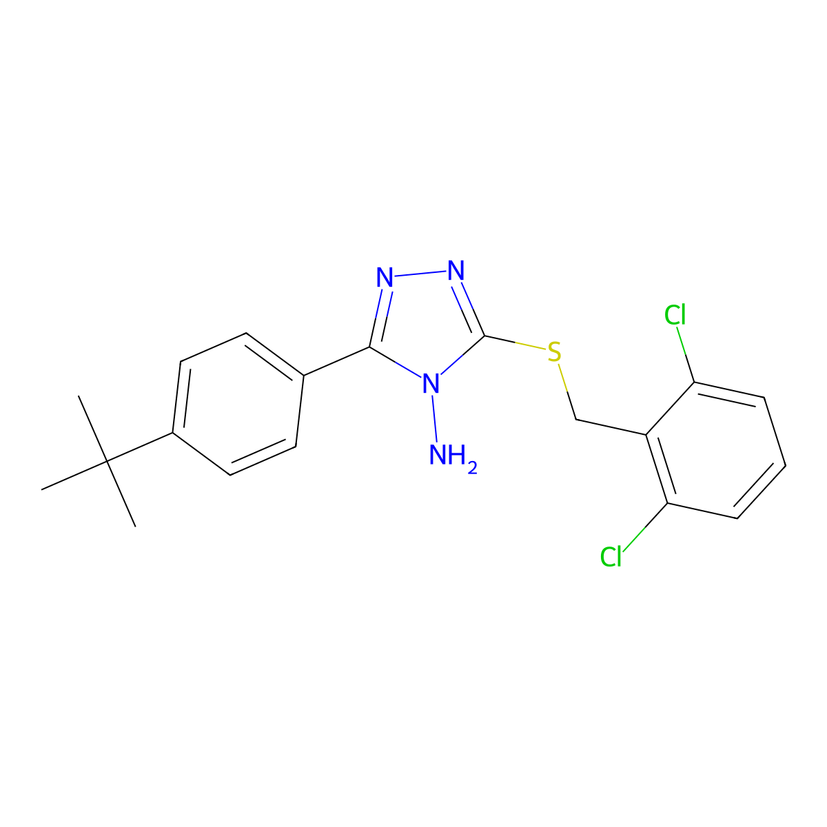 3-(4-tert-butylphenyl)-5-[(2,6-dichlorobenzyl)sulfanyl]-4H-1,2,4-triazol-4-amine molecular structure, CAS 577696-97-0