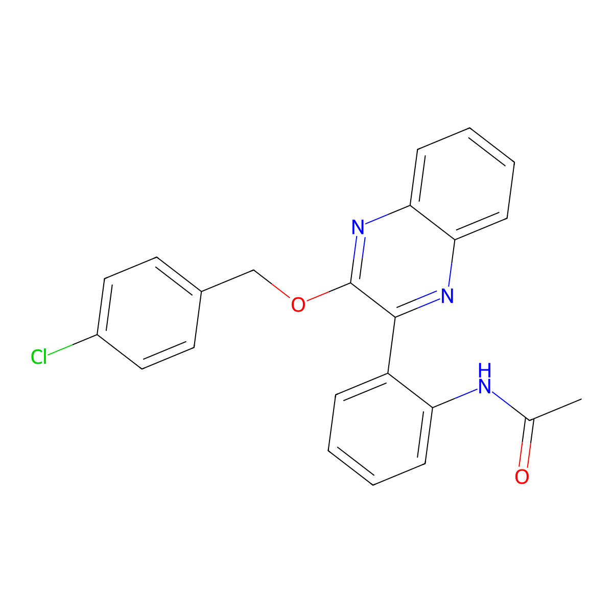 N-[2-[3-[(4-chlorophenyl)methoxy]quinoxalin-2-yl]phenyl]acetamide molecular structure, CAS 577696-99-2