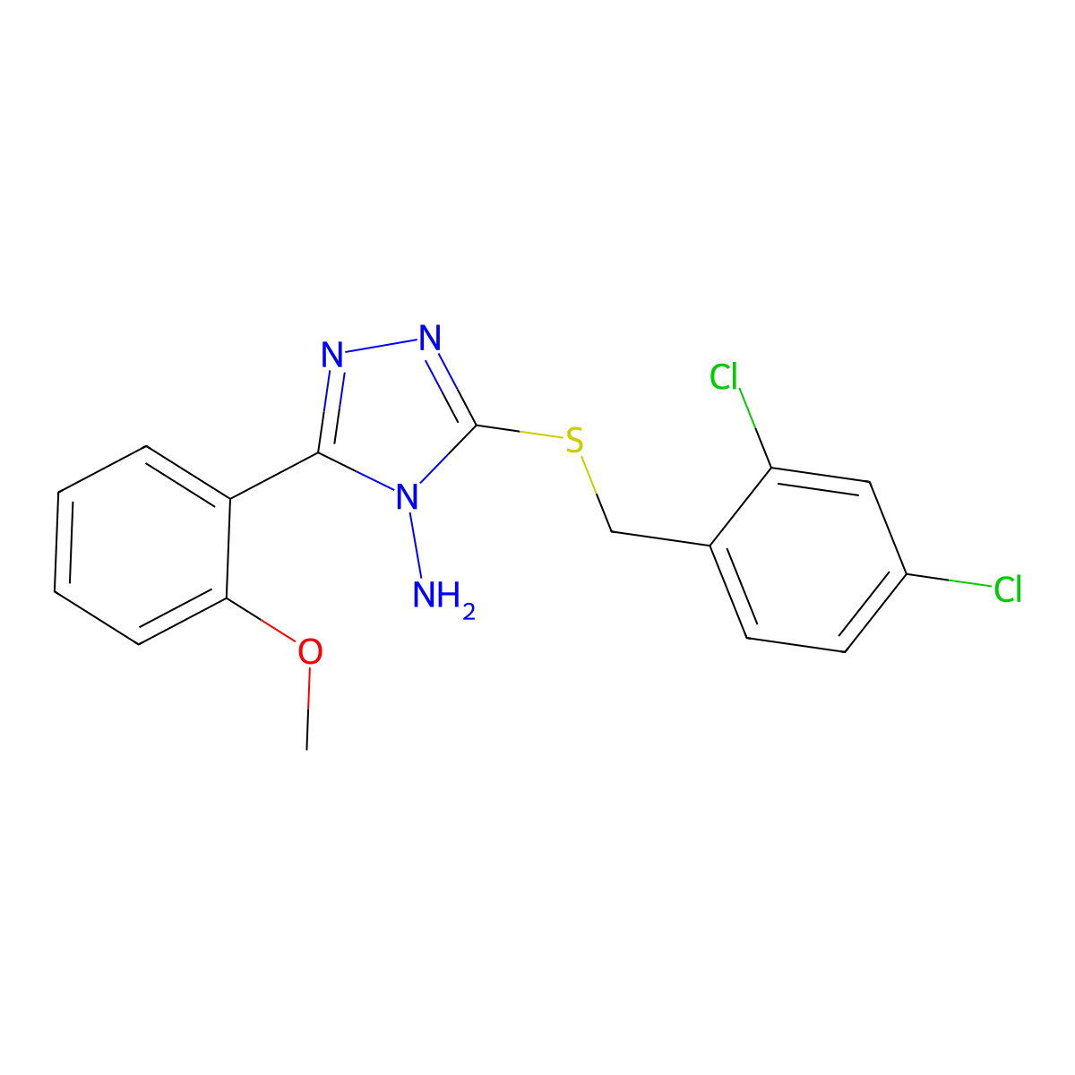 3-[(2,4-dichlorobenzyl)sulfanyl]-5-(2-methoxyphenyl)-4H-1,2,4-triazol-4-amine molecular structure, CAS 577697-30-4