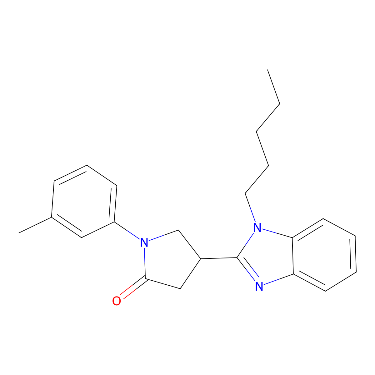 1-(3-Methylphenyl)-4-(1-pentylbenzimidazol-2-yl)pyrrolidin-2-one molecular structure, CAS 577697-42-8