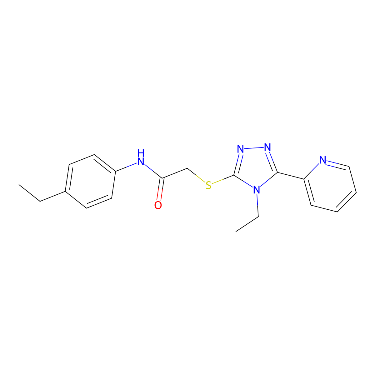 N-(4-Ethylphenyl)-2-((4-ET-5-(2-pyridinyl)-4H-1,2,4-triazol-3-YL)thio)acetamide molecular structure, CAS 577697-46-2