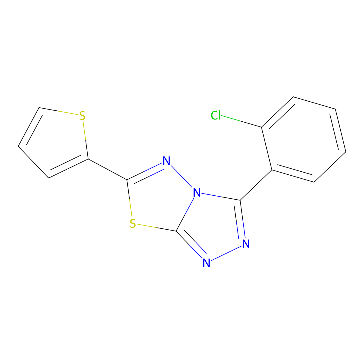 3-(2-Chlorophenyl)-6-(2-thienyl)[1,2,4]triazolo[3,4-b][1,3,4]thiadiazole molecular structure, CAS 577697-51-9
