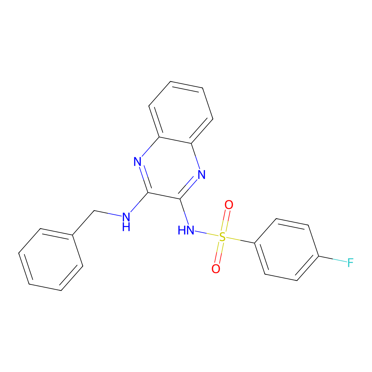 N-[3-(benzylamino)quinoxalin-2-yl]-4-fluorobenzenesulfonamide molecular structure, CAS 577697-79-1