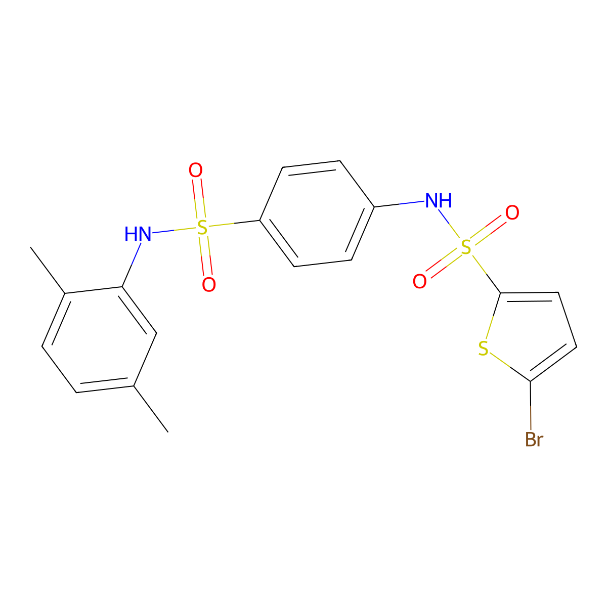 5-bromo-N-[4-[(2,5-dimethylphenyl)sulfamoyl]phenyl]thiophene-2-sulfonamide molecular structure, CAS 577697-88-2