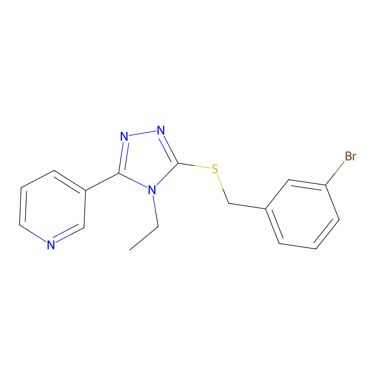3-Bromobenzyl 4-ethyl-5-(3-pyridinyl)-4H-1,2,4-triazol-3-YL sulfide molecular structure, CAS 577698-04-5