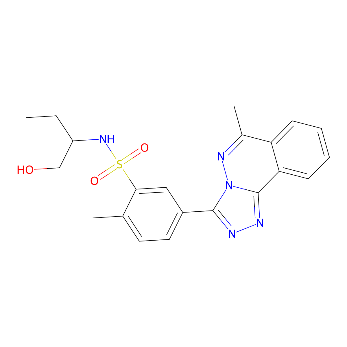 N-(1-hydroxybutan-2-yl)-2-methyl-5-(6-methyl-[1,2,4]triazolo[3,4-a]phthalazin-3-yl)benzenesulfonamide molecular structure, CAS 577698-06-7