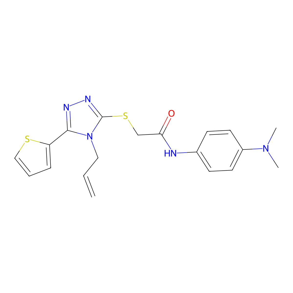 2-((4-Allyl-5-(2-thienyl)-4H-1,2,4-triazol-3-YL)sulfanyl)-N-(4-(dimethylamino)phenyl)acetamide molecular structure, CAS 577698-26-1