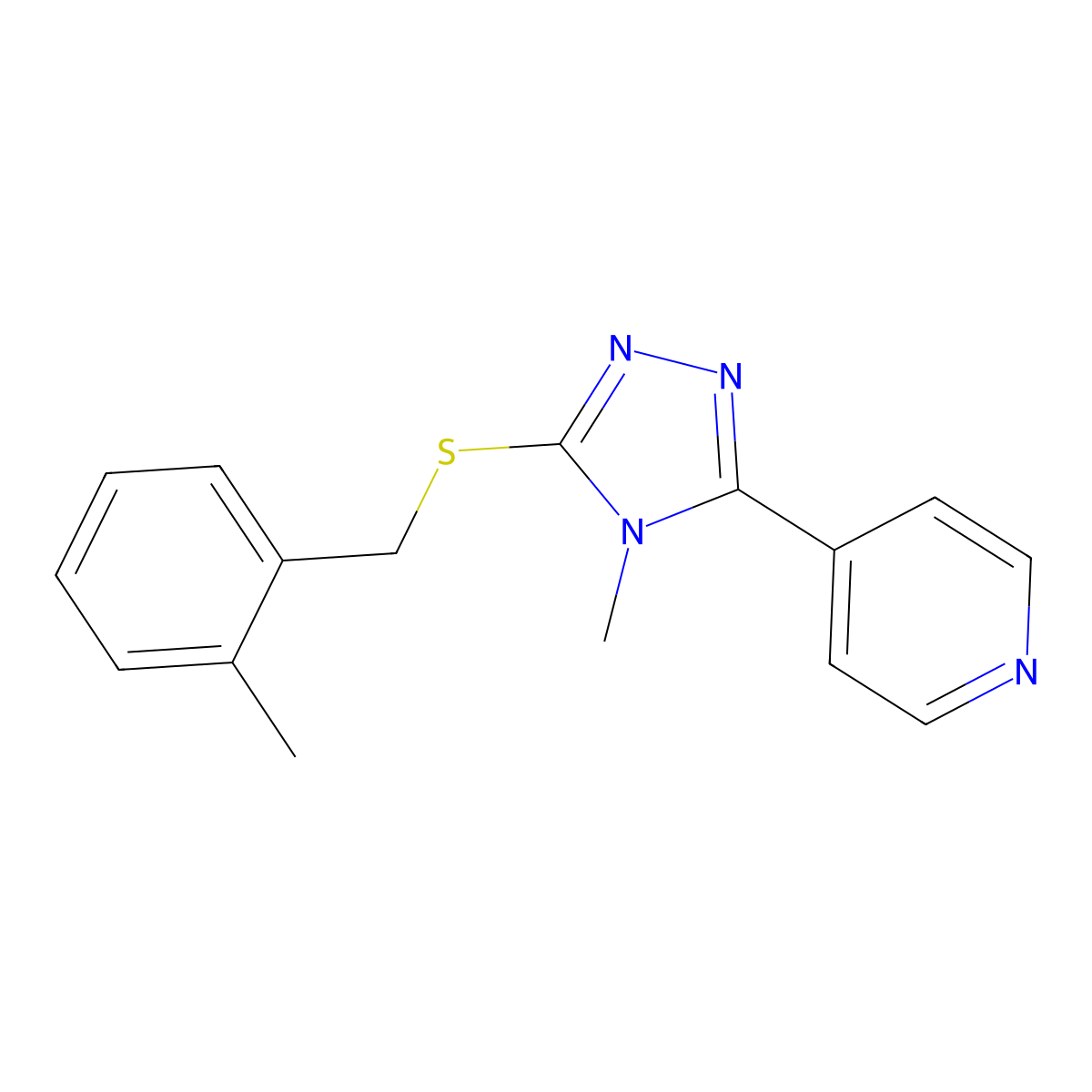 4-(4-Methyl-5-((2-methylbenzyl)thio)-4H-1,2,4-triazol-3-YL)pyridine molecular structure, CAS 577698-43-2