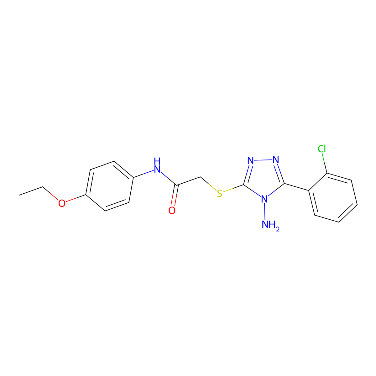 2-((4-amino-5-(2-chlorophenyl)-4H-1,2,4-triazol-3-yl)thio)-N-(4-ethoxyphenyl)acetamide molecular structure, CAS 577698-55-6
