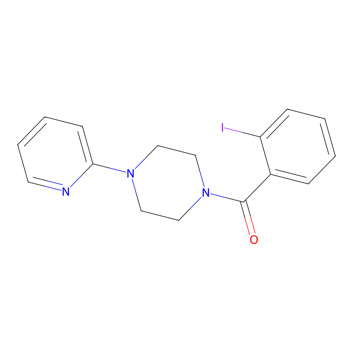 (2-Iodophenyl)-(4-pyridin-2-ylpiperazin-1-yl)methanone molecular structure, CAS 577698-59-0