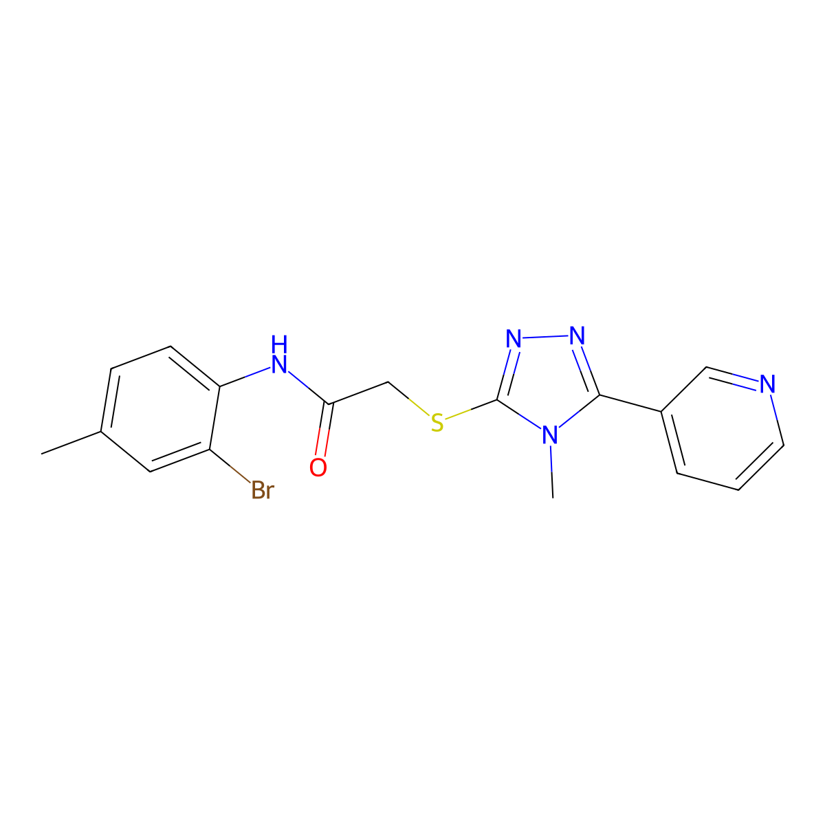 N-(2-bromo-4-methylphenyl)-2-{[4-methyl-5-(pyridin-3-yl)-4H-1,2,4-triazol-3-yl]sulfanyl}acetamide molecular structure, CAS 577698-62-5