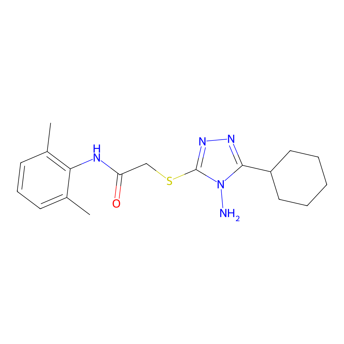 2-((4-amino-5-cyclohexyl-4H-1,2,4-triazol-3-yl)thio)-N-(2,6-dimethylphenyl)acetamide molecular structure, CAS 577698-70-5