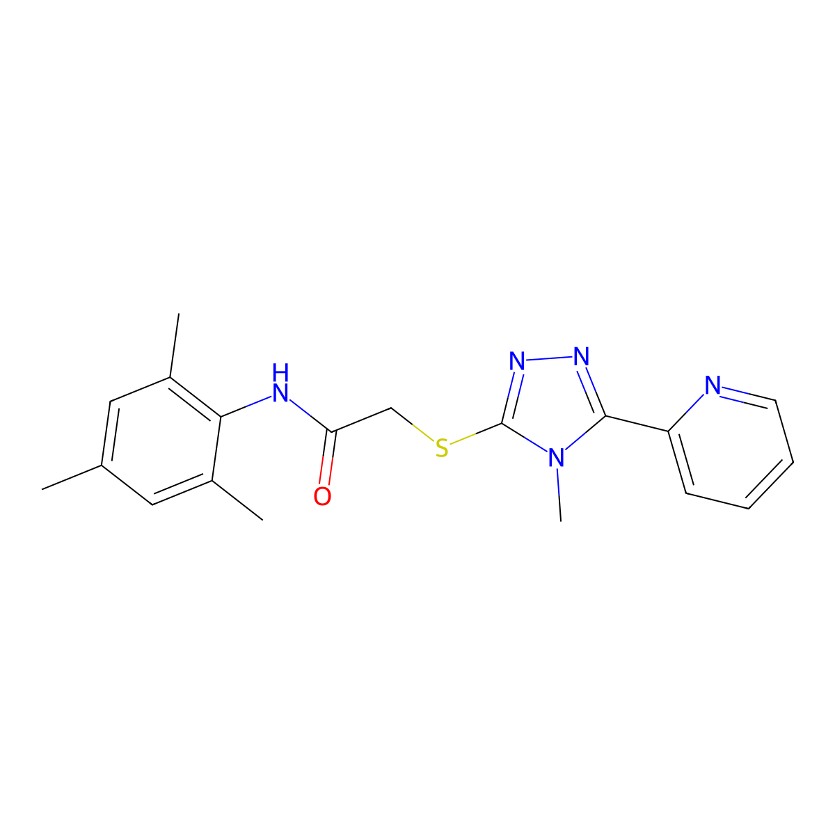 2-{[4-methyl-5-(pyridin-2-yl)-4H-1,2,4-triazol-3-yl]sulfanyl}-N-(2,4,6-trimethylphenyl)acetamide molecular structure, CAS 577698-74-9