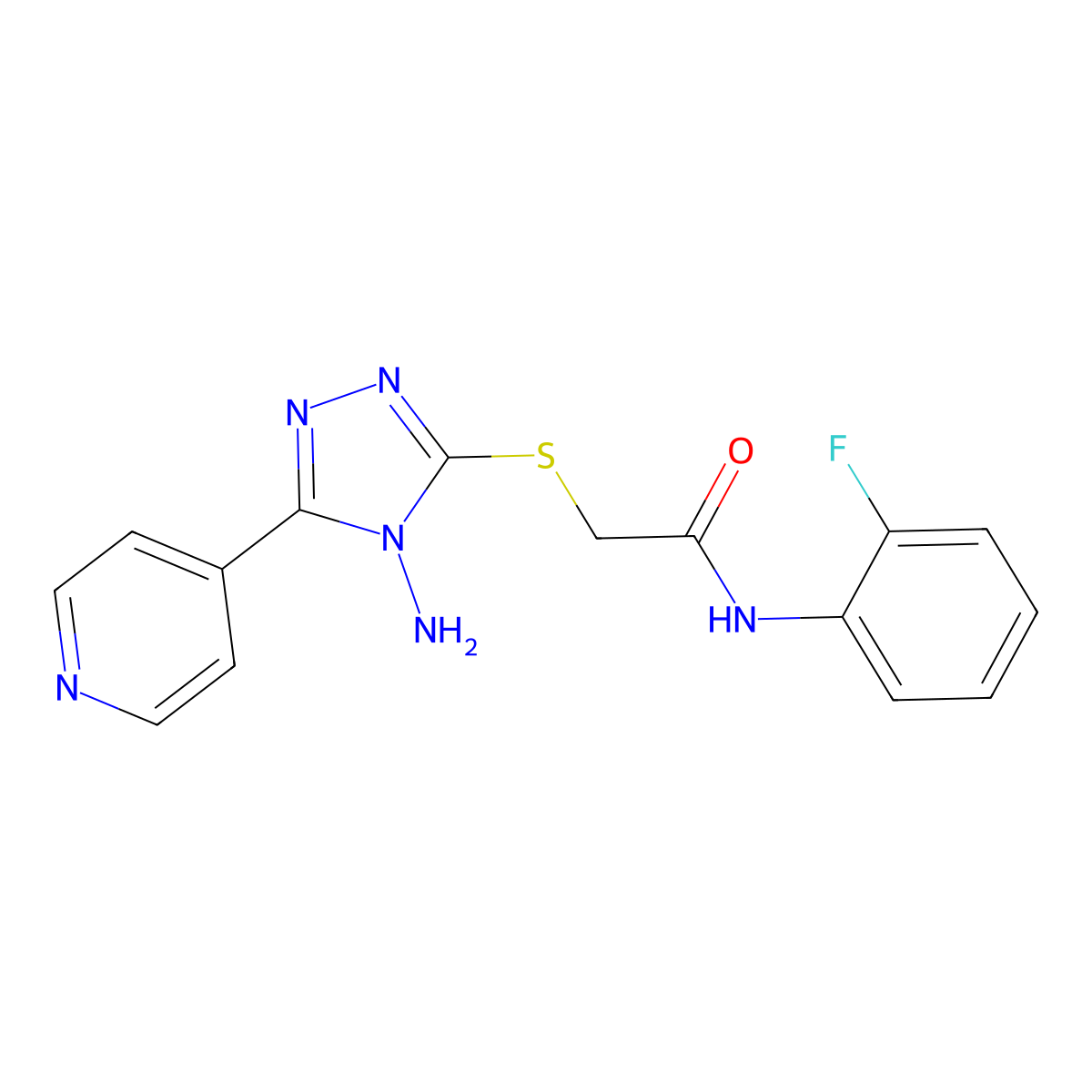 2-{[4-amino-5-(pyridin-4-yl)-4H-1,2,4-triazol-3-yl]sulfanyl}-N-(2-fluorophenyl)acetamide molecular structure, CAS 577698-81-8