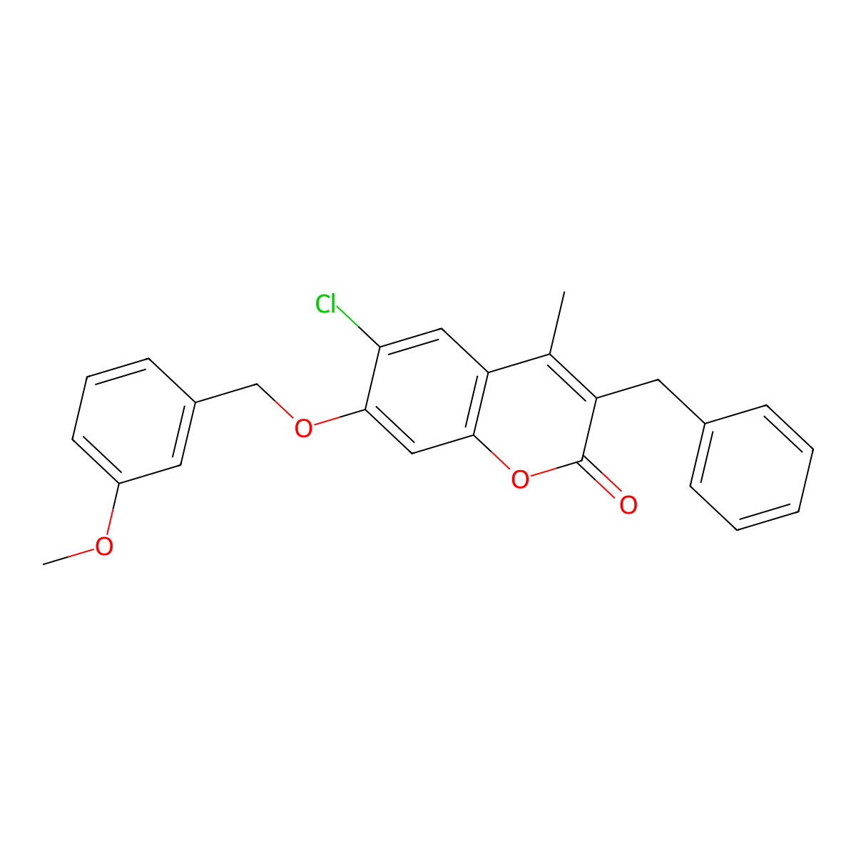 3-benzyl-6-chloro-7-[(3-methoxybenzyl)oxy]-4-methyl-2H-chromen-2-one molecular structure, CAS 577699-25-3