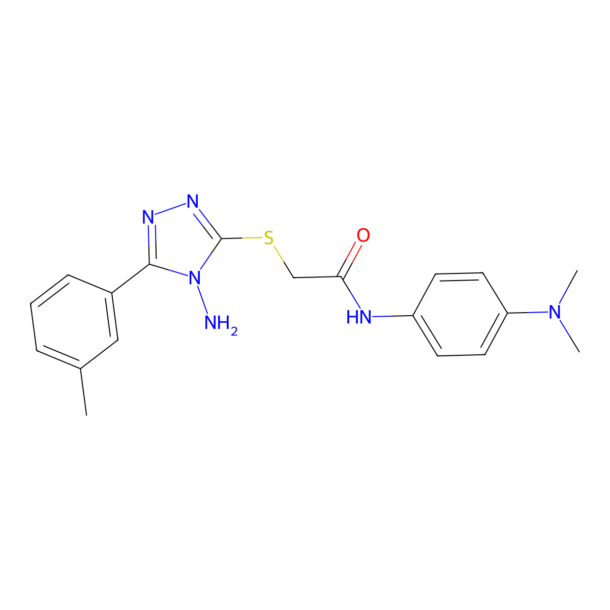 2-[4-amino-5-(3-methylphenyl)(1,2,4-triazol-3-ylthio)]-N-[4-(dimethylamino)phe nyl]acetamide molecular structure, CAS 577699-43-5