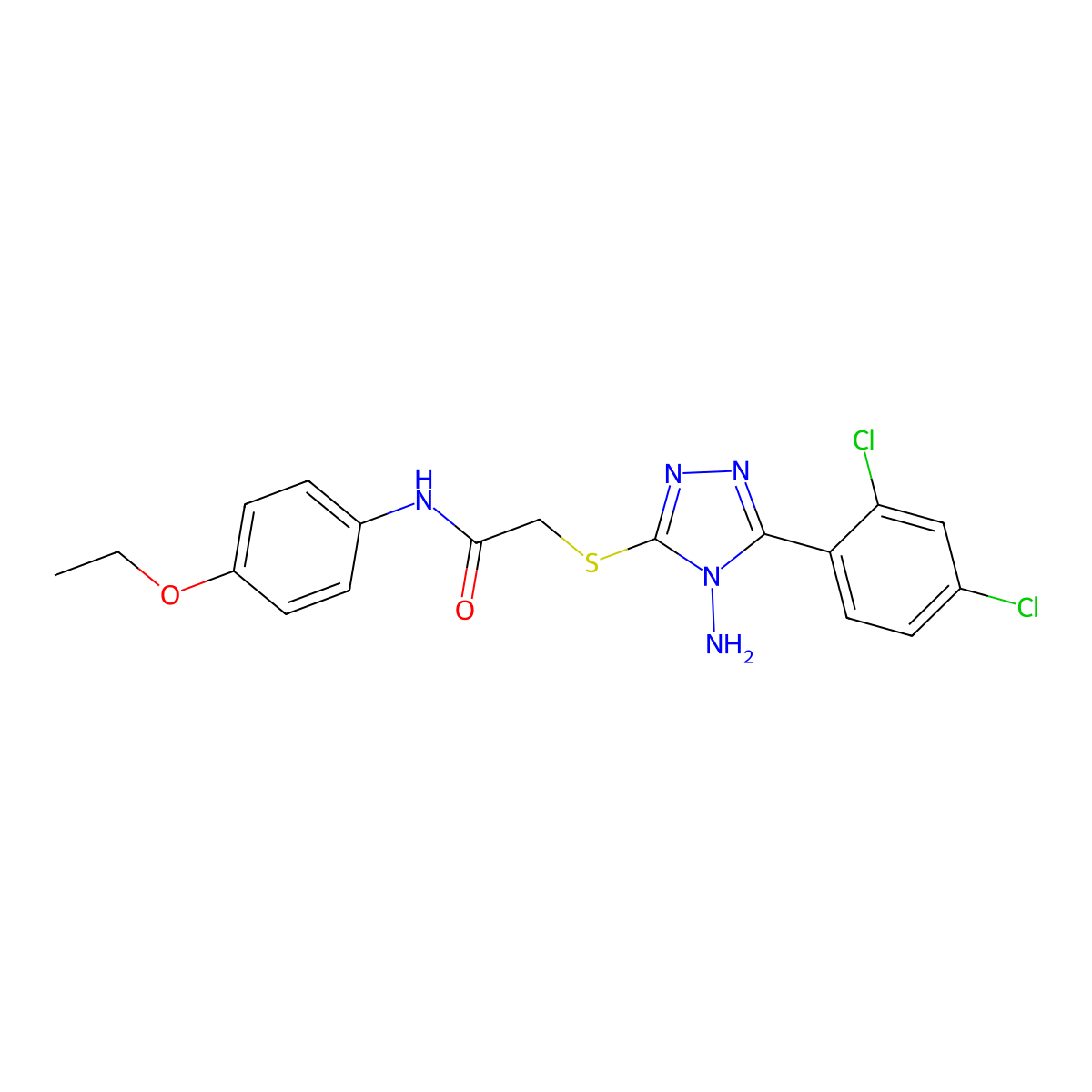 2-{[4-amino-5-(2,4-dichlorophenyl)-4H-1,2,4-triazol-3-yl]sulfanyl}-N-(4-ethoxyphenyl)acetamide molecular structure, CAS 577699-63-9