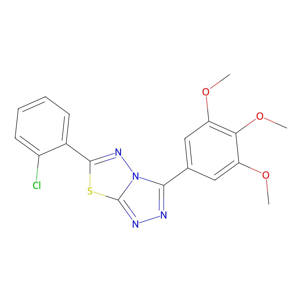 6-(2-Chlorophenyl)-3-(3,4,5-trimethoxyphenyl)-[1,2,4]triazolo[3,4-b][1,3,4]thiadiazole molecular structure, CAS 577699-79-7