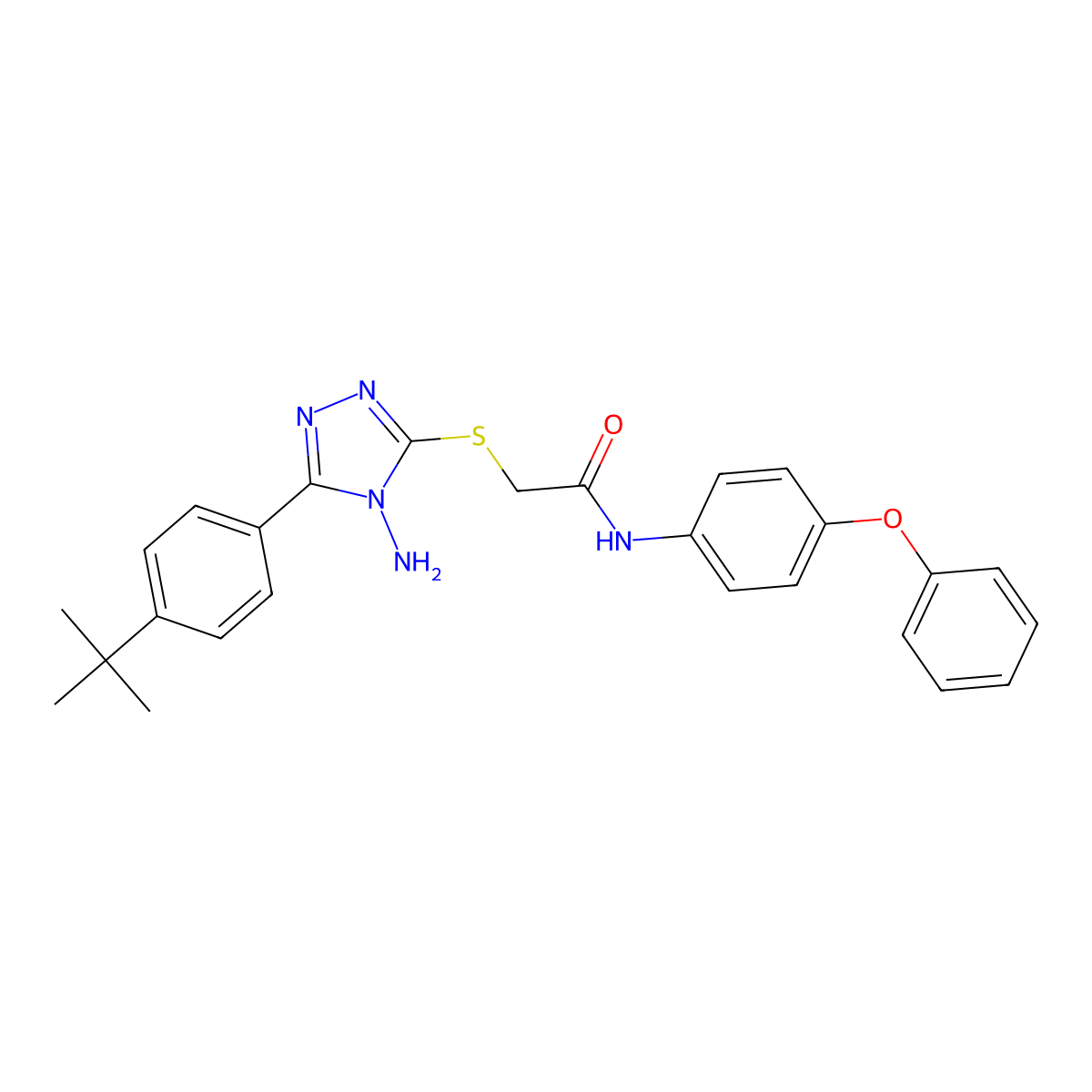 2-{[4-amino-5-(4-tert-butylphenyl)-4H-1,2,4-triazol-3-yl]sulfanyl}-N-(4-phenoxyphenyl)acetamide molecular structure, CAS 577699-95-7