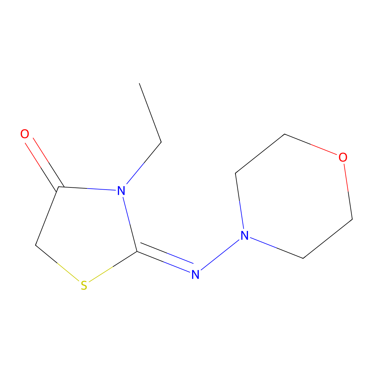 3-Ethyl-2-[(morpholin-4-yl)imino]-1,3-thiazolidin-4-one molecular structure, CAS 5777-63-9