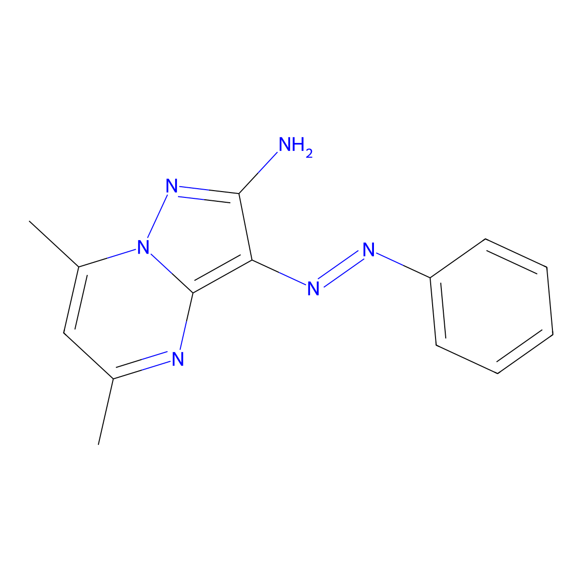 5,7-Dimethyl-3-(phenyldiazenyl)pyrazolo[1,5-a]pyrimidin-2-ylamine molecular structure, CAS 57770-61-3