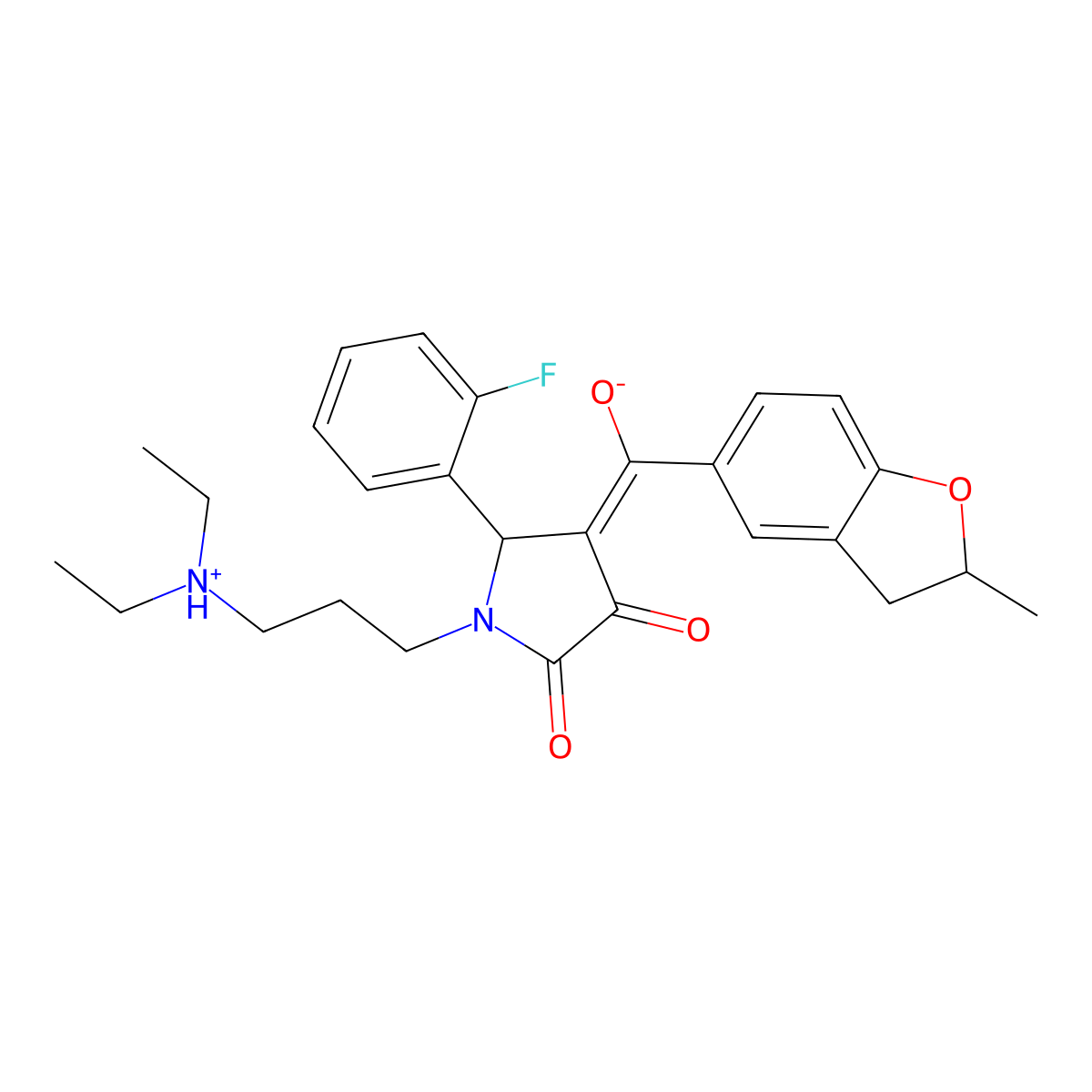 1-[3-(diethylamino)propyl]-5-(2-fluorophenyl)-3-hydroxy-4-(2-methyl-2,3-dihydro-1-benzofuran-5-carbonyl)-2,5-dihydro-1H-pyrrol-2-one molecular structure, CAS 577700-26-6