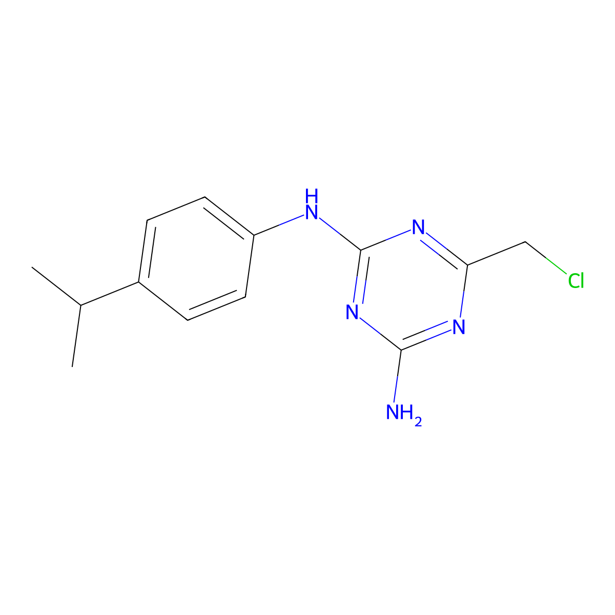 6-(chloromethyl)-N-[4-(propan-2-yl)phenyl]-1,3,5-triazine-2,4-diamine molecular structure, CAS 577700-34-6