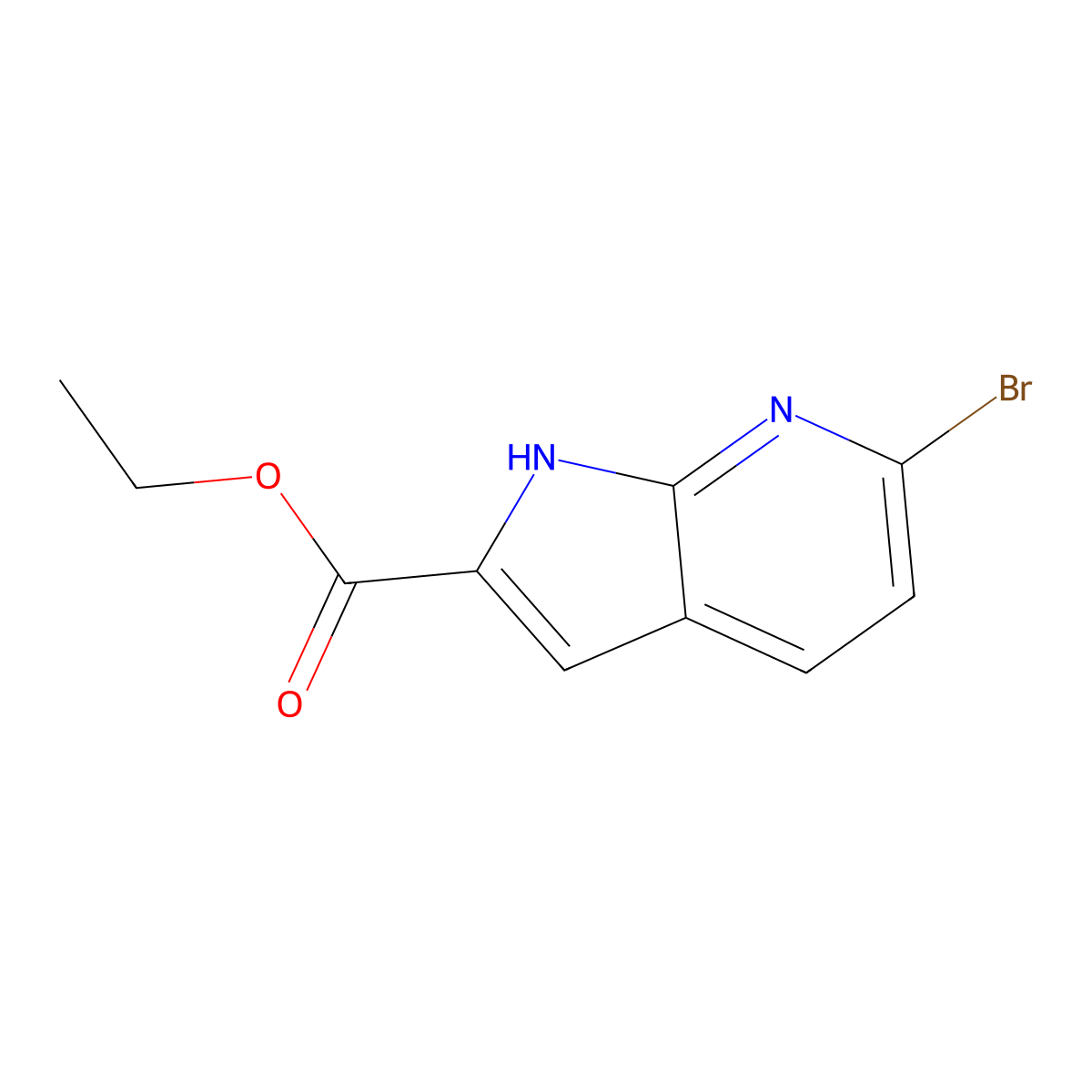 Ethyl 6-bromo-1H-pyrrolo[2,3-b]pyridine-2-carboxylate molecular structure, CAS 577711-94-5