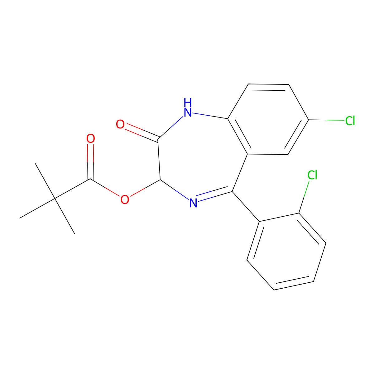 Lorazepam pivalate molecular structure, CAS 57773-81-6