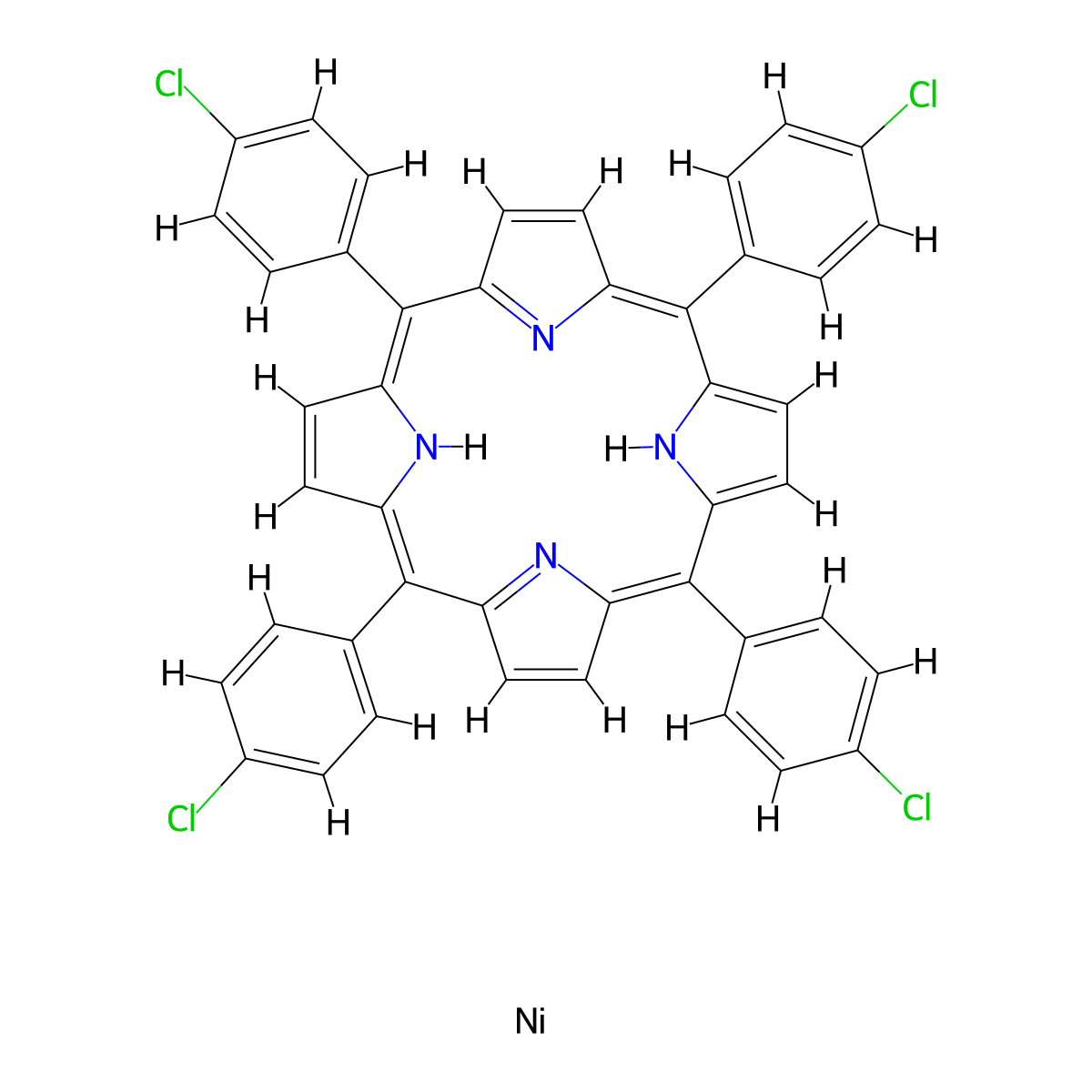 meso-Tetrakis(4-chlorophenyl)porphyrin-Ni(II) molecular structure, CAS 57774-14-8
