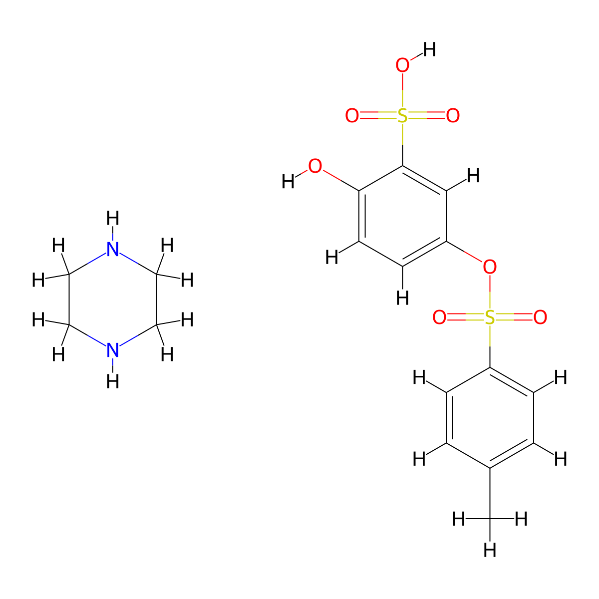 Benzenesulfonic acid, 2-hydroxy-5-(((4-methylphenyl)sulfonyl)oxy)-, compd. with piperazine (1:1) molecular structure, CAS 57775-27-6