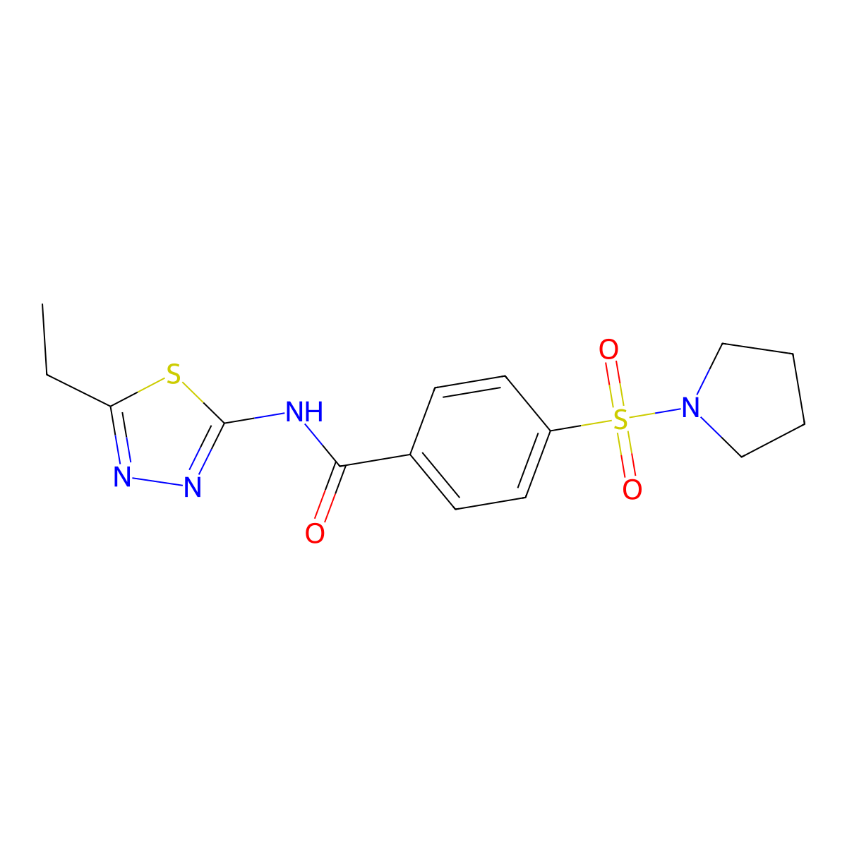 N-(5-ethyl-1,3,4-thiadiazol-2-yl)-4-(pyrrolidin-1-ylsulfonyl)benzamide molecular structure, CAS 577752-93-3