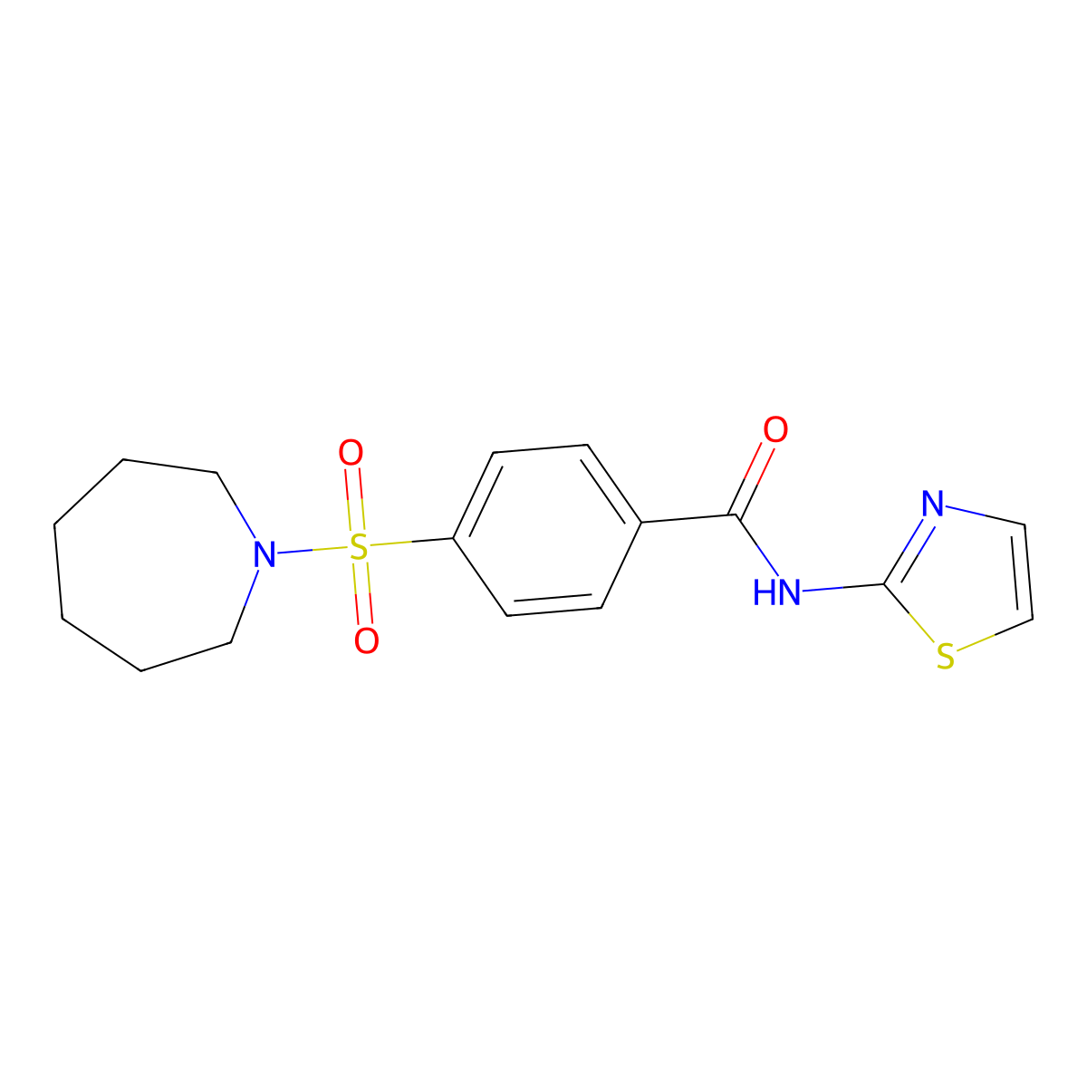 4-(azepan-1-ylsulfonyl)-N-(thiazol-2-yl)benzamide molecular structure, CAS 577753-30-1