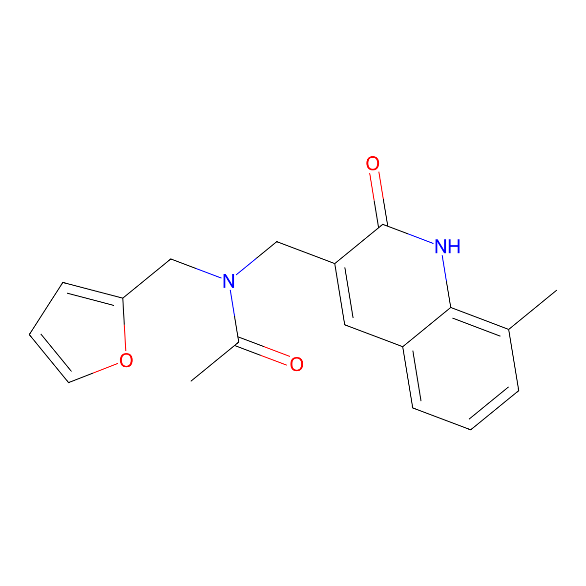 N-(furan-2-ylmethyl)-N-[(8-methyl-2-oxo-1H-quinolin-3-yl)methyl]acetamide molecular structure, CAS 577757-98-3