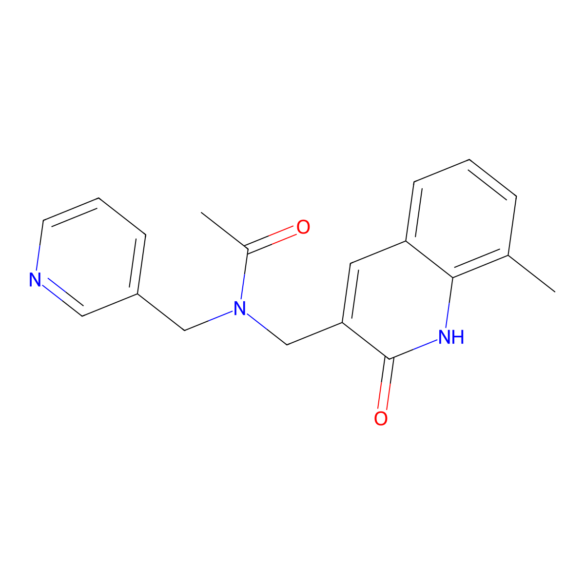 N-[(8-methyl-2-oxo-1H-quinolin-3-yl)methyl]-N-(pyridin-3-ylmethyl)acetamide molecular structure, CAS 577758-27-1