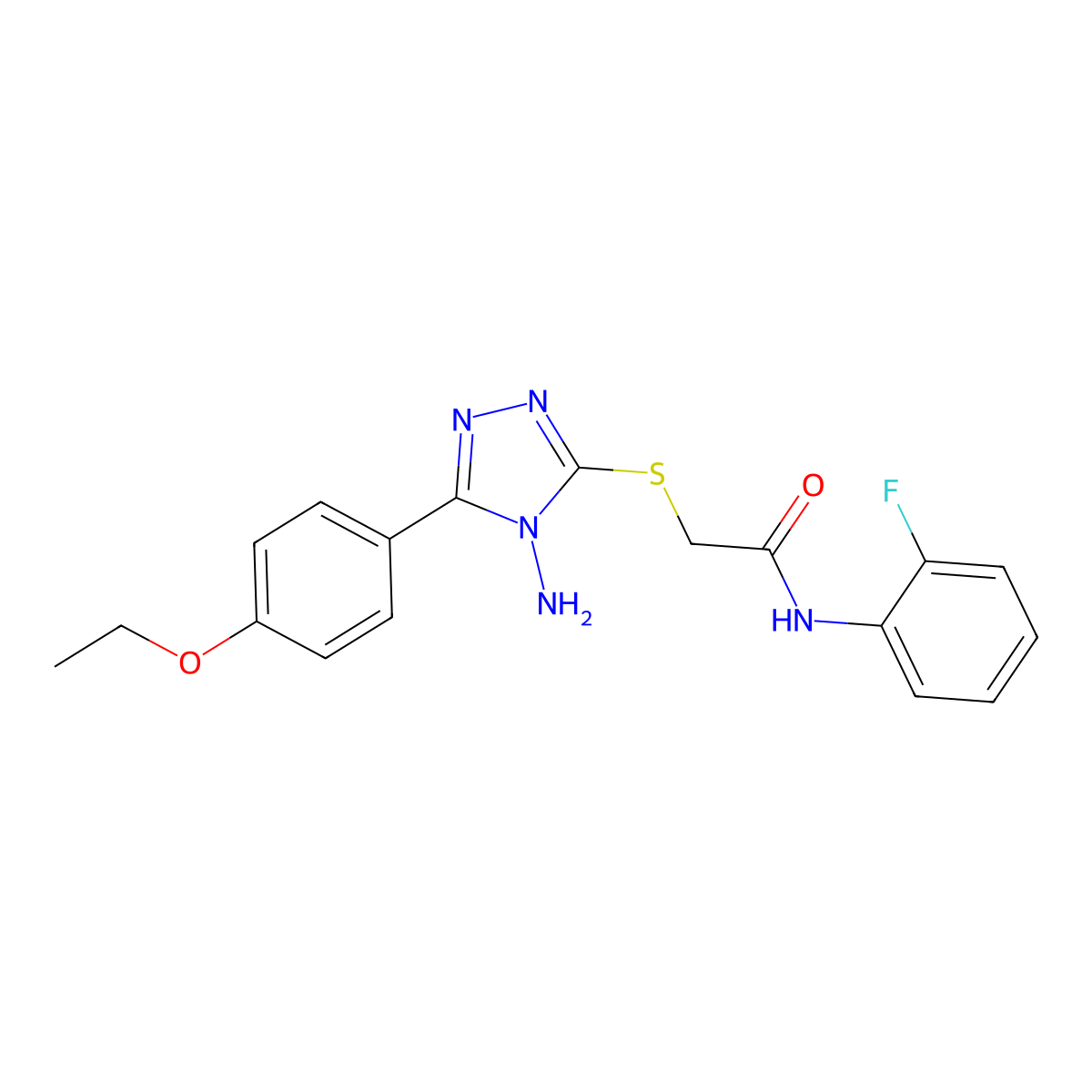 2-[4-amino-5-(4-ethoxyphenyl)(1,2,4-triazol-3-ylthio)]-N-(2-fluorophenyl)aceta mide molecular structure, CAS 577761-12-7