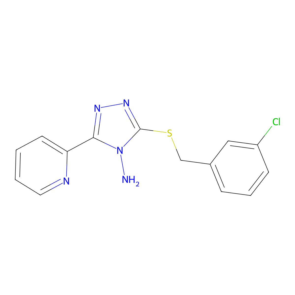 3-[(3-Chlorophenyl)methylthio]-5-(2-pyridyl)-1,2,4-triazole-4-ylamine molecular structure, CAS 577761-28-5