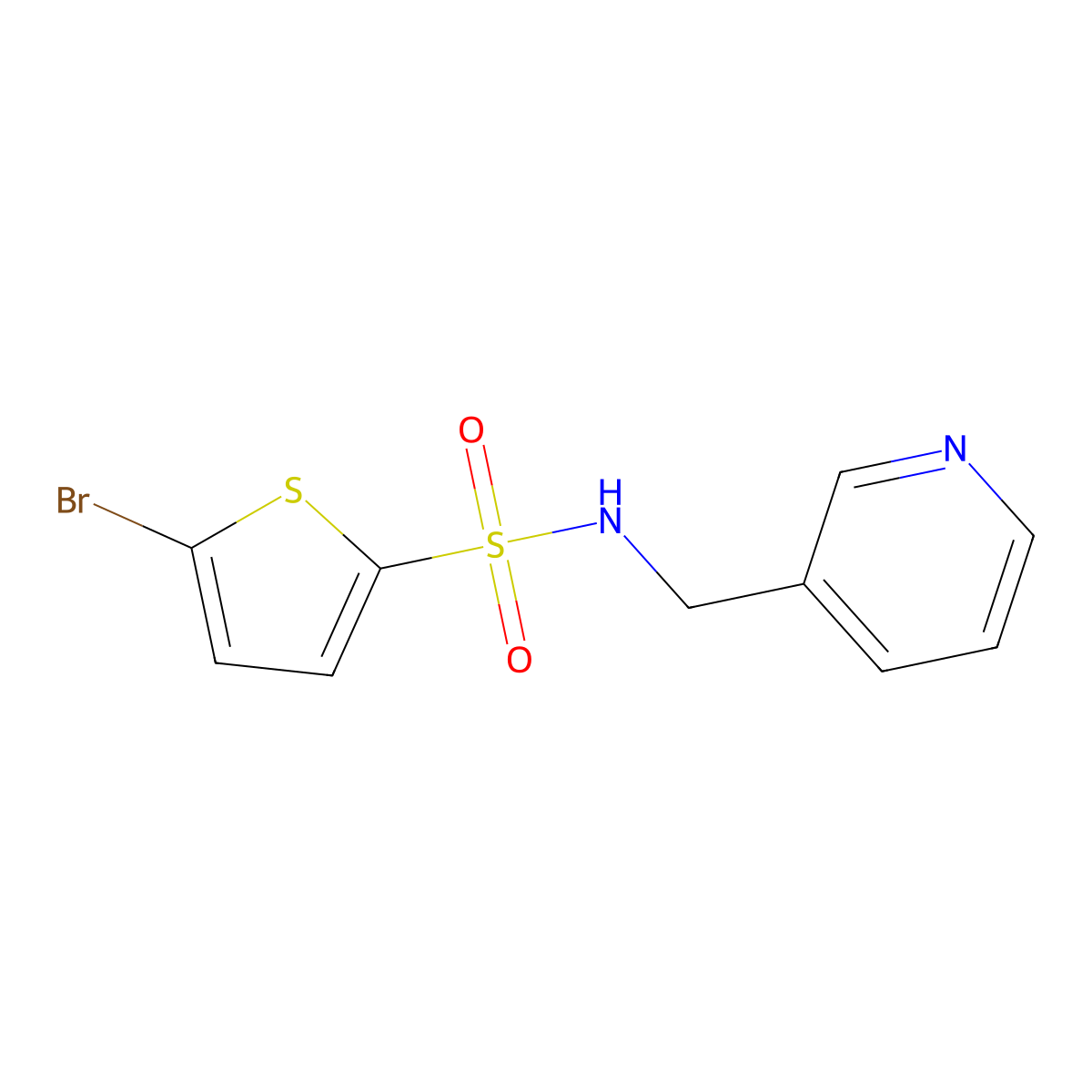 5-bromo-N-(3-pyridinylmethyl)-2-thiophenesulfonamide molecular structure, CAS 577761-31-0