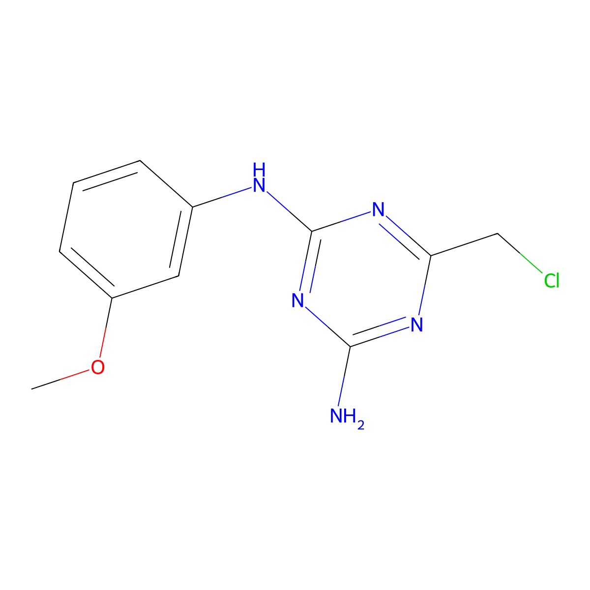 6-(chloromethyl)-N-(3-methoxyphenyl)-1,3,5-triazine-2,4-diamine molecular structure, CAS 577761-62-7