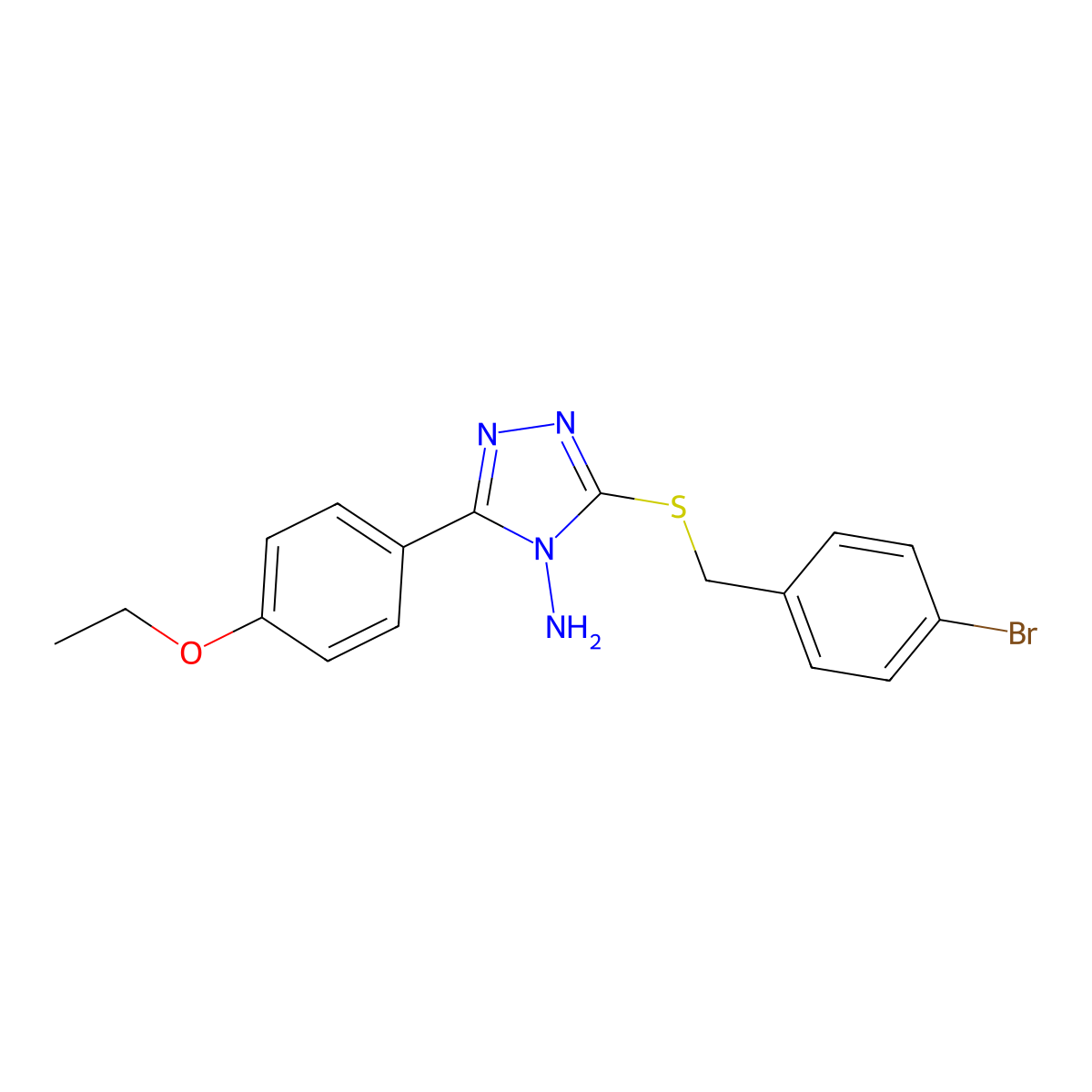 3-[(4-Bromophenyl)methylthio]-5-(4-ethoxyphenyl)-1,2,4-triazole-4-ylamine molecular structure, CAS 577761-70-7
