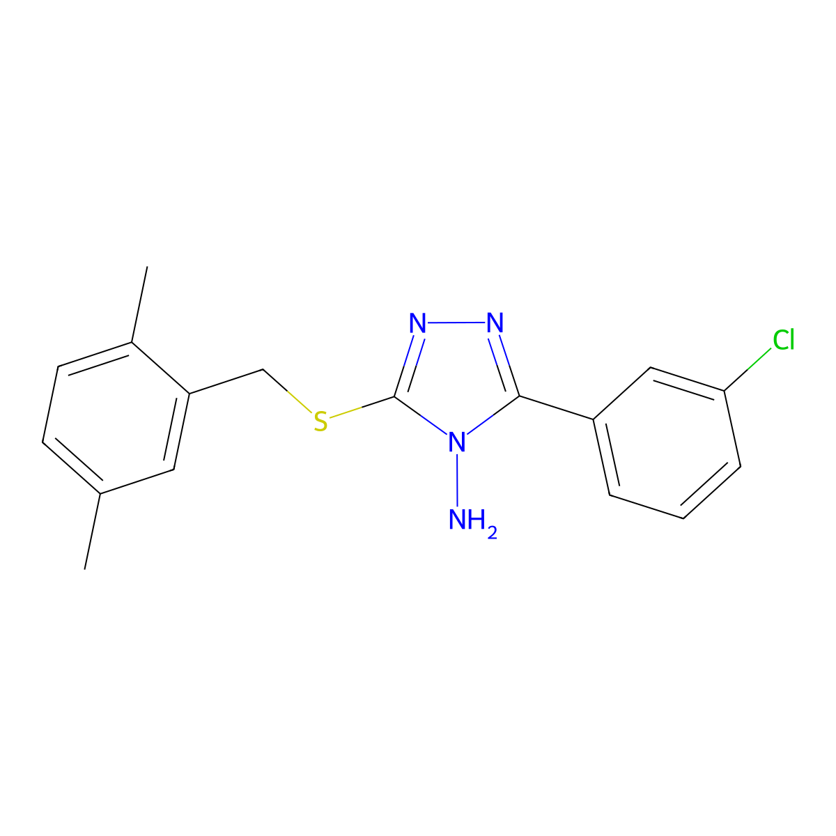 3-[(2,5-Dimethylphenyl)methylthio]-5-(3-chlorophenyl)-1,2,4-triazole-4-ylamine molecular structure, CAS 577761-80-9