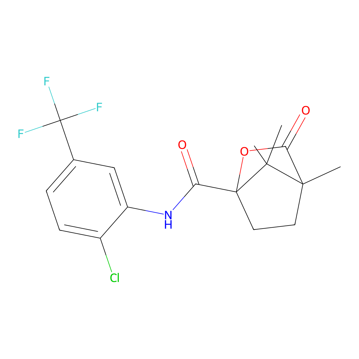 N-[2-chloro-5-(trifluoromethyl)phenyl]-4,7,7-trimethyl-3-oxo-2-oxabicyclo[2.2.1]heptane-1-carboxamide molecular structure, CAS 577761-97-8