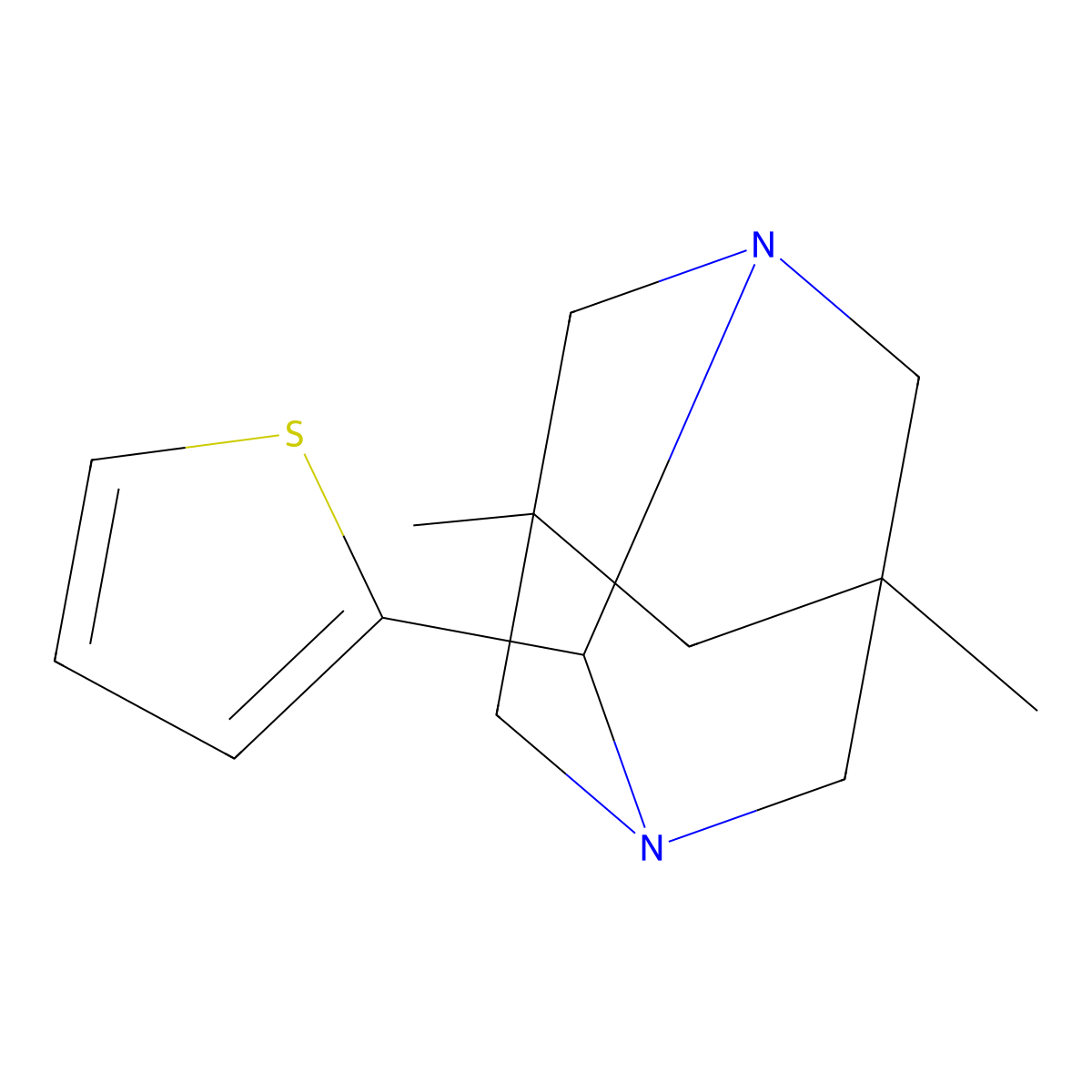 5,7-Dimethyl-2-(2-thienyl)-1,3-diazatricyclo[3.3.1.13,7]decane molecular structure, CAS 577762-09-5
