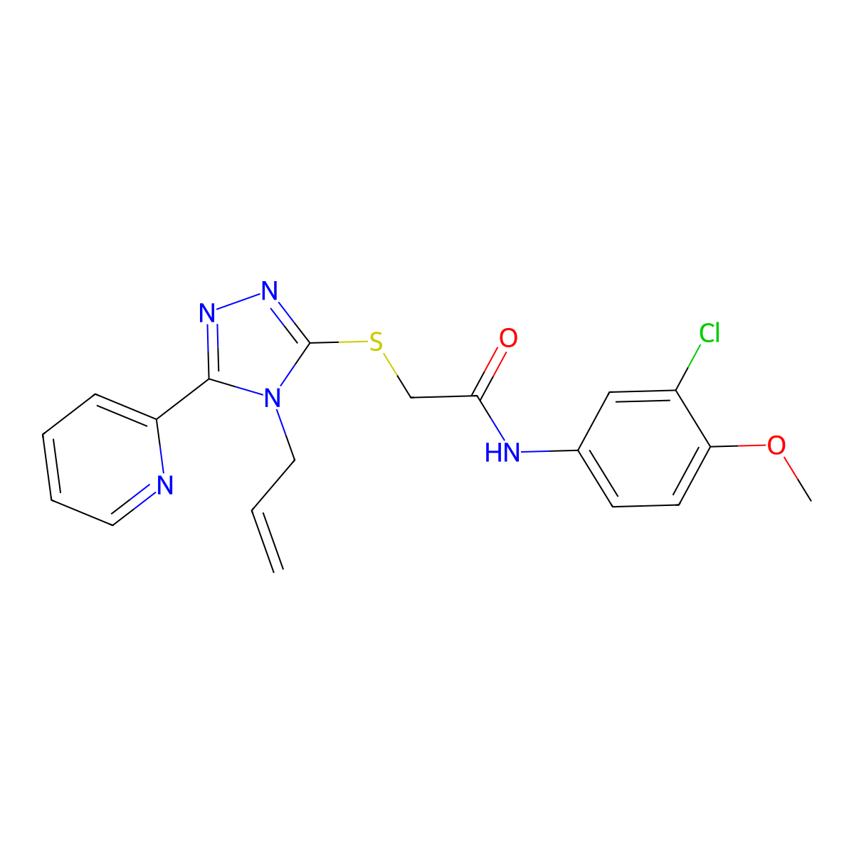 2-((4-Allyl-5-(2-pyridinyl)-4H-1,2,4-triazol-3-YL)sulfanyl)-N-(3-chloro-4-methoxyphenyl)acetamide molecular structure, CAS 577762-32-4