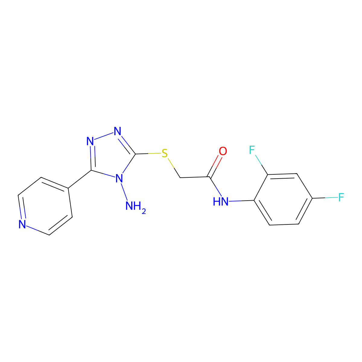 2-(4-amino-5-(4-pyridyl)(1,2,4-triazol-3-ylthio))-N-(2,4-difluorophenyl)acetam ide molecular structure, CAS 577762-41-5