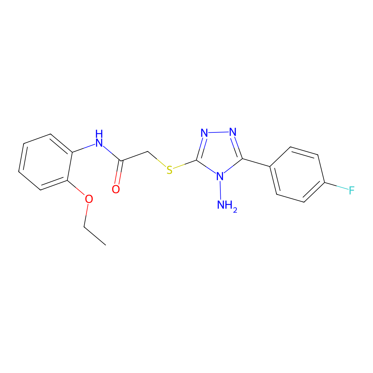 2-[4-amino-5-(4-fluorophenyl)(1,2,4-triazol-3-ylthio)]-N-(2-ethoxyphenyl)aceta mide molecular structure, CAS 577762-57-3