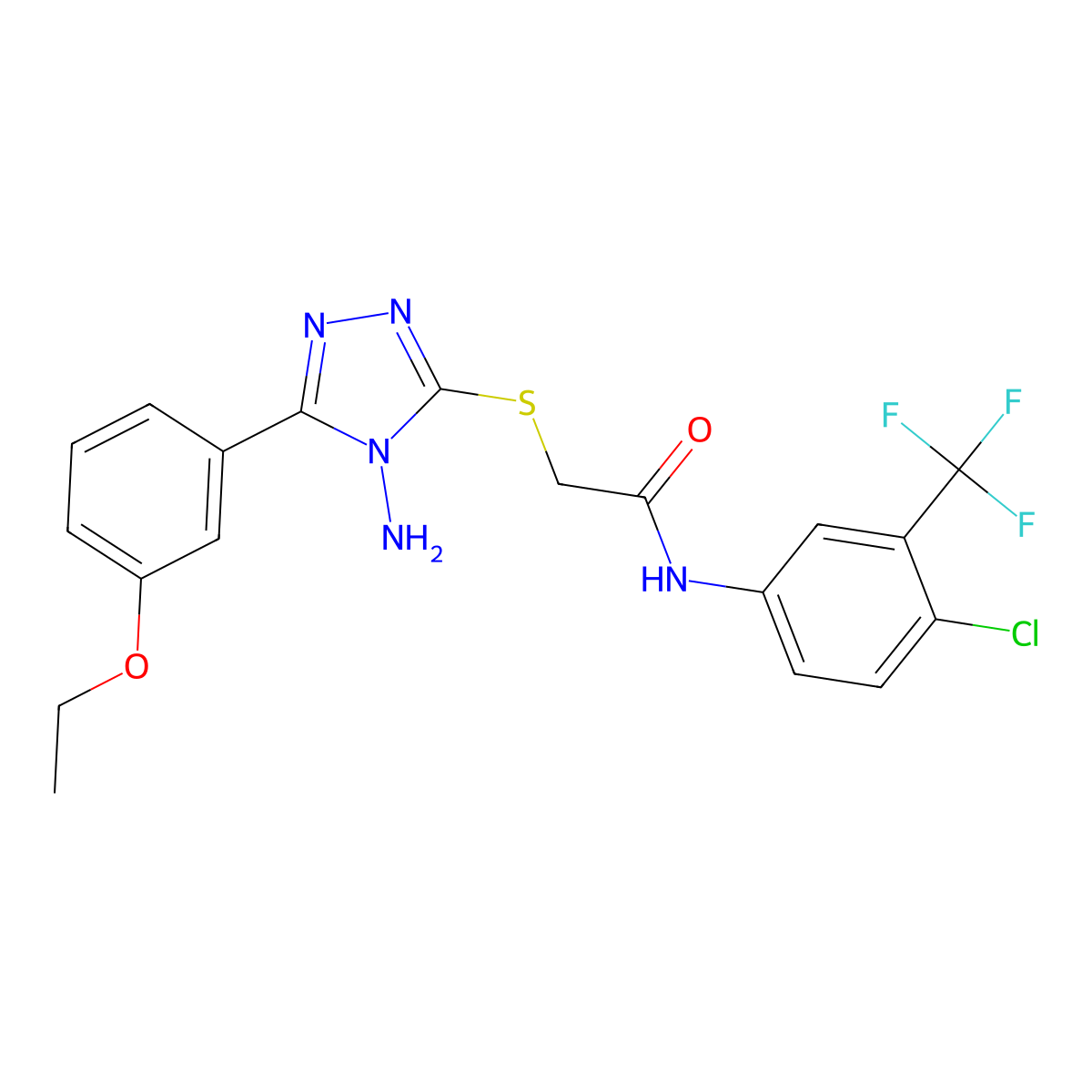 2-[4-amino-5-(3-ethoxyphenyl)(1,2,4-triazol-3-ylthio)]-N-[4-chloro-3-(trifluor omethyl)phenyl]acetamide molecular structure, CAS 577762-72-2